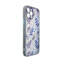 Coque design pour iPhone 13 Pro Max, coque florale, bleu foncé