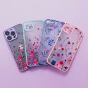 Coque design pour iPhone 13 Pro Max, coque florale, bleu foncé