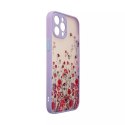 Coque design pour iPhone 13 Pro violet fleuri