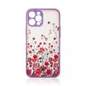 Coque design pour iPhone 13 fleuri violet