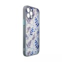 Design Case pour iPhone 12, un étui à fleurs bleu foncé