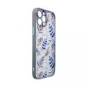 Design Case pour iPhone 13, un étui à fleurs bleu foncé