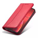 Magnet Fancy Case pour iPhone 13 Pro Max Pouch Card Wallet Card Stand Rouge