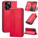 Magnet Fancy Case pour iPhone 13 Pro Max Pouch Card Wallet Card Stand Rouge