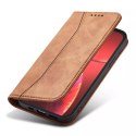 Magnet Fancy Case pour iPhone 13 Pro Max Pouch Wallet Card Holder Marron