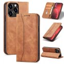 Magnet Fancy Case pour iPhone 13 Pro Max Pouch Wallet Card Holder Marron