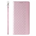 Étui à sangle aimantée pour iPhone 12 Pro Max pochette portefeuille + mini lanière pendentif rose