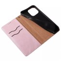 Étui à sangle aimantée pour iPhone 12 Pro Max pochette portefeuille + mini lanière pendentif rose