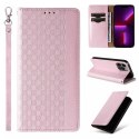 Étui à sangle aimantée pour iPhone 12 Pro Max pochette portefeuille + mini lanière pendentif rose