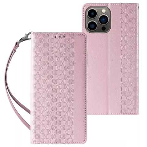 Étui à sangle aimantée pour iPhone 12 Pro Pouch Wallet + Mini Lanyard Pendentif Rose