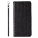 Étui à sangle aimantée pour iPhone 12 pochette portefeuille + mini lanière pendentif noir