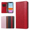 Étui à sangle aimantée pour iPhone 12 pochette portefeuille + mini lanière pendentif rouge