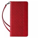 Étui à sangle aimantée pour iPhone 12 pochette portefeuille + mini lanière pendentif rouge