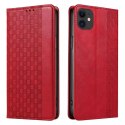 Étui à sangle aimantée pour iPhone 12 pochette portefeuille + mini lanière pendentif rouge