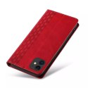 Étui à sangle aimantée pour iPhone 12 pochette portefeuille + mini lanière pendentif rouge