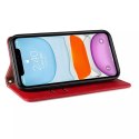 Étui à sangle aimantée pour iPhone 12 pochette portefeuille + mini lanière pendentif rouge