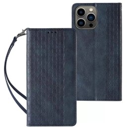 Étui à sangle aimantée pour iPhone 13 Pro Max Pouch Wallet + Mini Lanyard Pendant Blue