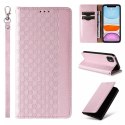 Étui à sangle aimantée pour iPhone 13 pochette portefeuille + mini lanière pendentif rose