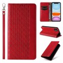 Étui à sangle aimantée pour iPhone 13 pochette portefeuille + mini lanière pendentif rouge