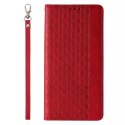 Étui à sangle aimantée pour iPhone 13 pochette portefeuille + mini lanière pendentif rouge