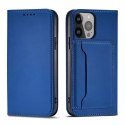 Étui pour cartes magnétiques pour iPhone 13 Pro Max pochette porte-cartes porte-cartes bleu