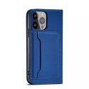 Étui pour cartes magnétiques pour iPhone 13 Pro Max pochette porte-cartes porte-cartes bleu