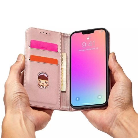 Étui pour cartes magnétiques pour iPhone 13 Pro Max pochette porte-cartes porte-cartes rose