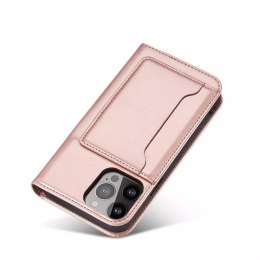 Étui pour cartes magnétiques pour iPhone 13 Pro Max pochette porte-cartes porte-cartes rose