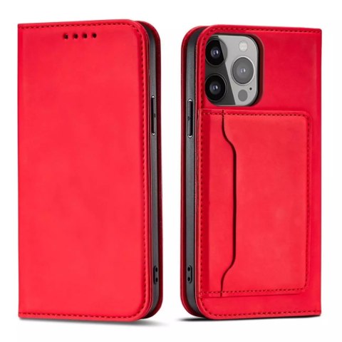 Étui pour cartes magnétiques pour iPhone 13 Pro Max pochette porte-cartes porte-cartes rouge