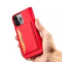 Étui pour cartes magnétiques pour iPhone 13 Pro Max pochette porte-cartes porte-cartes rouge