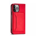 Étui pour cartes magnétiques pour iPhone 13 Pro Pouch Card Wallet Card Holder Rouge