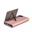 Étui pour cartes magnétiques pour iPhone 13 Pro Pouch Card Wallet Card Stand Rose