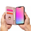 Étui pour cartes magnétiques pour iPhone 13 Pro Pouch Card Wallet Card Stand Rose