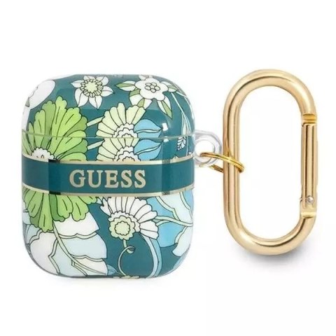 Guess GUA2HHFLN Housse AirPods vert / vert Flower Strap Collection