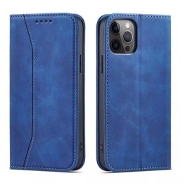 Magnet Fancy Case Case pour iPhone 12 Pro Max Pouch Card Wallet Card Holder Bleu