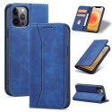 Magnet Fancy Case Case pour iPhone 12 Pro Max Pouch Card Wallet Card Holder Bleu