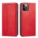 Magnet Fancy Case Case pour iPhone 12 Pro Pouch Card Wallet Card Stand Rouge