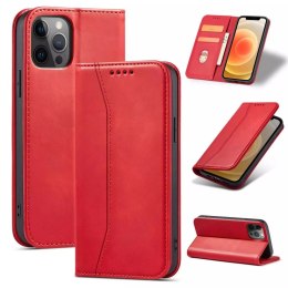 Magnet Fancy Case Case pour iPhone 12 Pro Pouch Card Wallet Card Stand Rouge