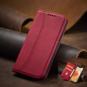 Magnet Fancy Case Case pour iPhone 12 Pro Pouch Card Wallet Card Stand Rouge