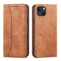 Magnet Fancy Case for iPhone 13 cover card wallet porte-cartes marron