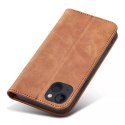 Magnet Fancy Case for iPhone 13 cover card wallet porte-cartes marron