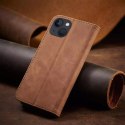 Magnet Fancy Case for iPhone 13 cover card wallet porte-cartes marron