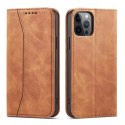 Magnet Fancy Case pour iPhone 12 Pro Pouch Card Wallet Card Stand Marron