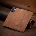 Magnet Fancy Case pour iPhone 12 Pro Pouch Card Wallet Card Stand Marron