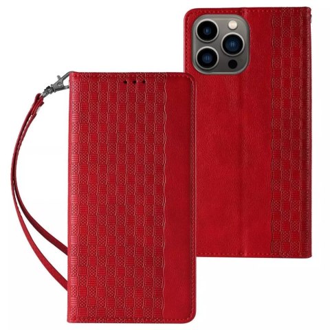 Magnet Strap Case Case pour iPhone 12 Pro Max Pouch Wallet + Mini Lanyard Pendentif Rouge