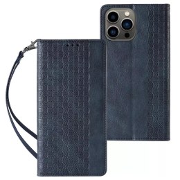 Magnet Strap Case Case pour iPhone 12 Pro Max Pouch Wallet + Mini Longe Pendentif Bleu