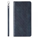 Magnet Strap Case pour iPhone 13 étui portefeuille + mini lanière pendentif bleu