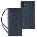 Magnet Strap Case pour iPhone 13 mini cover wallet + mini lanière pendentif bleu