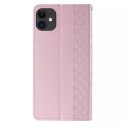 Magnet Strap Case pour iPhone 13 mini cover wallet + mini lanière pendentif rose