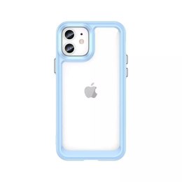 Coque Outer Space pour iPhone 12 couverture rigide avec cadre en gel bleu